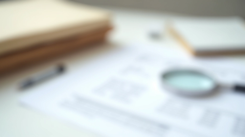 Ordner mit Dokumenten, Lupe auf einem Steuerbescheid, minimalistischer Schreibtisch mit Notizblock