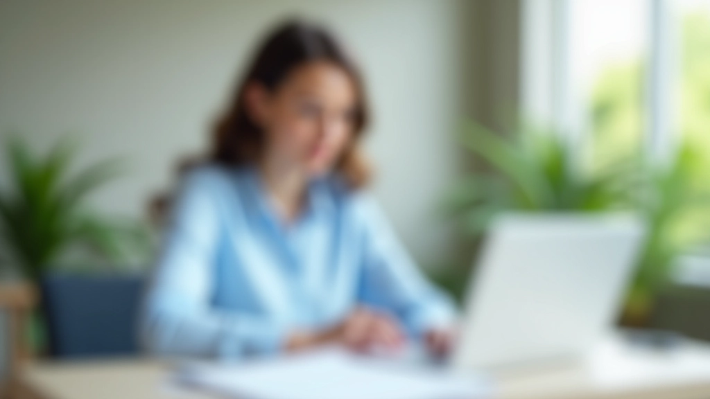 Person am Schreibtisch mit Laptop und digitalem Steuerbescheid auf dem Bildschirm, ruhige Büroumgebung