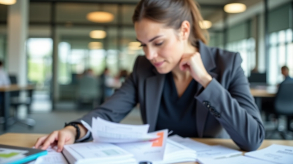 Fachperson prüft Steuerdokumente am Schreibtisch